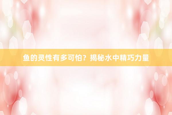 鱼的灵性有多可怕？揭秘水中精巧力量